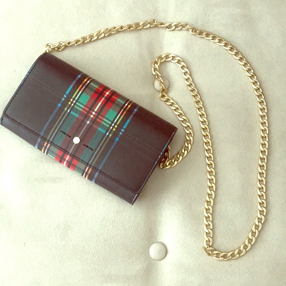 J. Crew Handbags - JCrew Tartan Wallet on Chain